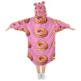 thumbnail image 2 of FORMRS Wearable Blanket Hoodie with Sleeves for Kids Cozy Flannel Sweatshirt, Pink Doughnuts, 2 of 7
