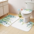 thumbnail image 4 of Spring Willow Leaves Bathroom Rugs Set Green Blue Watercolor Plant Non Slip Absorbent Soft Bath Mats 3 Piece Set with Bathroom Rug, U-Shaped Floor Mat, Toilet Seat Cover Small Size, 4 of 9