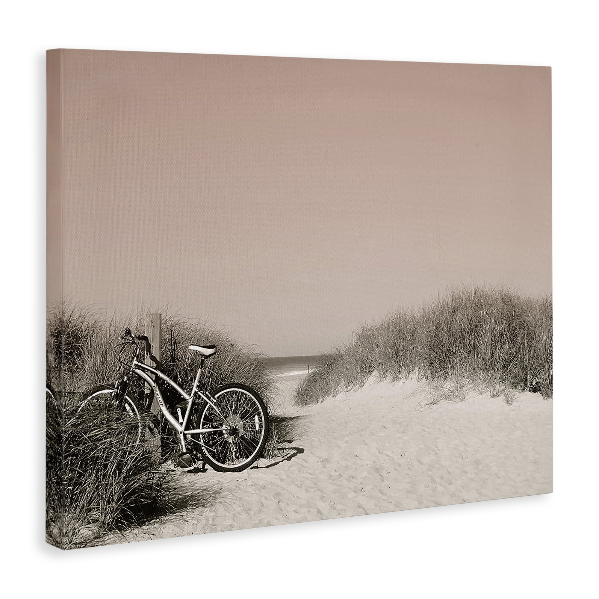 Stupell Industries Bicycle Ride Paused Nautical & Beach Photography Wrapped Canvas Art Print Wall Art, 48 x 36