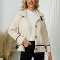 thumbnail image 3 of Women's Coat With Lapel And Button Closure Short Warm Cardigan Top Soft Jacket Women Active Long Sleeve Bed Jacket Cardigan Women Size Medium Women Fitted Jacket Casual Zip up Ladies Coats And Jackets, 3 of 8