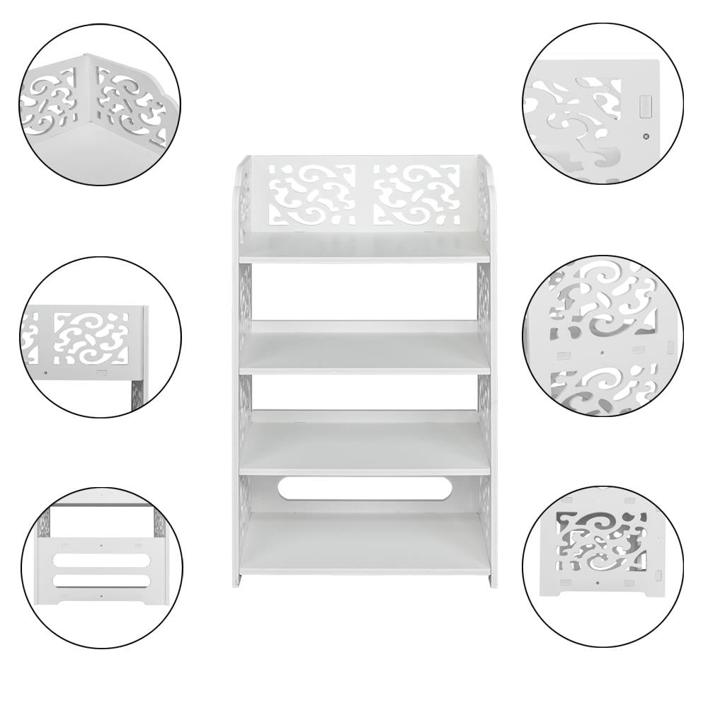 Winado 4-Tier Waterproof Shoe Rack, Wood and Plastic, White