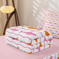 thumbnail image 5 of Manfei Ocean Shark Zipper Full Size Comforter Sets with Fitted Sheet and 2 Pillowcases, Cartoon Wave Lines Zipper Bedding Set, Orange Hot Pink, Pink Reversible, 4 Pieces, 5 of 7