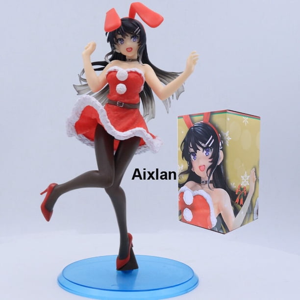 Figura de 22cm Mai Sakurajima no ve la figura de los descendientes de la niña conejito suéter Sakurajima Mai juguetes de modelos de figuras de acción en PVC Gong Bohan LED
