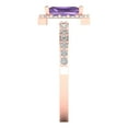 thumbnail image 3 of 1.92 ctw Solitaire with Zirconia Diamond Accents Anniversary Ring for Women | Emerald Cut Simulated Alexandrite | Hyperallergenic Solid 18K Rose Gold, 3 of 5
