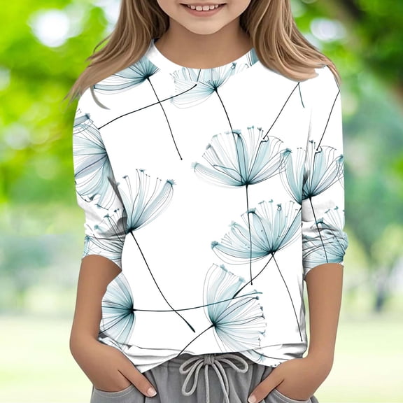 Bnwani Toddler Shirts Long Sleeve Crew Neck Casual Fashion Originality Printed Tops 3-4t
