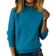 thumbnail image 2 of Knit Sweaters for Women Crewneck Loose Long Sleeve Winter Warm Wool Knit Pullover Tops Cozy Tunic Sweater Sky Blue 2XL, 2 of 7