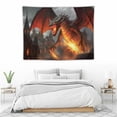 thumbnail image 3 of ONETECH  Fantasy World Tapestry Wall Hanging, Medieval Red Dragon and Human War Mythology Themed Art Tapestries Home Decoration Wall Decor, 3 of 7