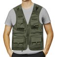 thumbnail image 1 of SURJDE Mens Jacket Field Pofessional Emergency Field Fishing Multi Pocket Vest (a-Green, M), 1 of 3