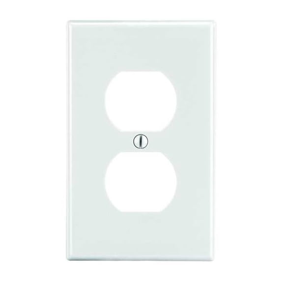 Hubbell Wiring Device-Kellems Dup Recept Wll Plt,Mid;Wht,1Gng,Smth Stn PJ8W