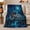 Blue Stream Wolves, variant on Mystical Wolf Leap Under Aurora Borealis, Mystical Woodland Scene, Warm Flannel Blanket for Cabin and Lodge, Wildlife Lovers Housewarming Gift, Fantasy Home Decor