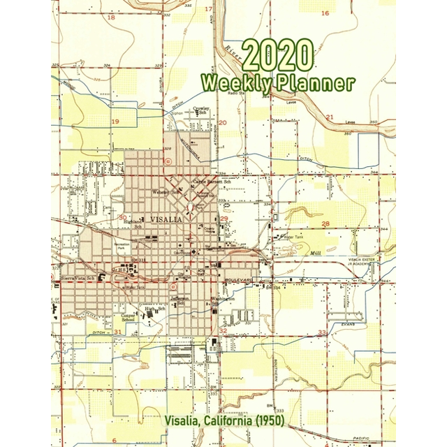2020 Weekly Planner Visalia, California (1950) Vintage Topo Map Cover