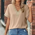 thumbnail image 2 of Eashery Gifts for Teenage Girls Womens Tops Summer Ruffle Short Sleeve V Neck T Shirts Loose Khaki M, 2 of 4