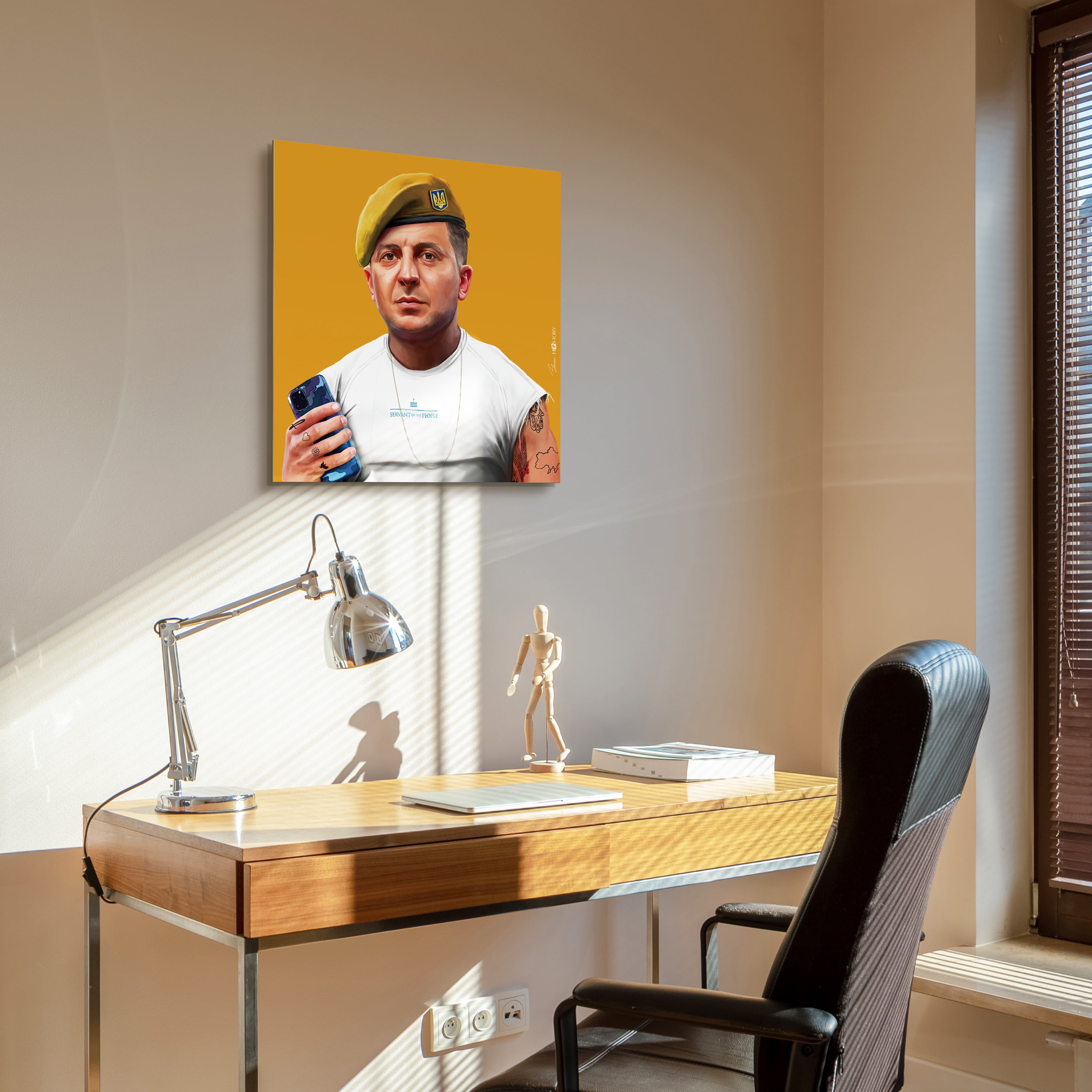 "Hip Volodymyr Zelenskyy" Frameless Free Floating Reverse Printed Tempered Art Glass Wall Art