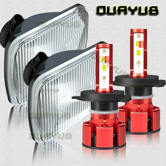 For Chevy Corvette C4 1984-1996 5x7'' 7x6'' LED Crystal Clear Glass Lens Headlight Set