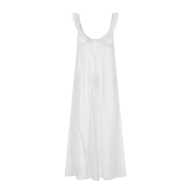 TRKIYQC Camisón de lencería de encaje para mujer, con volantes transparentes y lazo en la parte delantera, sin mangas, babydoll, ropa de dormir exótica TRKIYQC moda