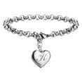 thumbnail image 1 of Pulseras con iniciales para adolescentes Pulseras con corazón de acero inoxidable para mujeres 26 letras Alfabeto Pulsera Regalos de joyería para niñas adolescentes, 1 of 4