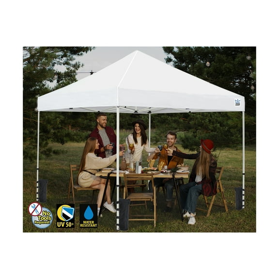 King Canopy Festival 10'x10' Instant Pop up Canopy with Weight Bags , 1-Inch Steel Frame, White
