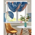thumbnail image 3 of Orange Navy Blue Coral Sheer Waterfall Valance Curtains for Window, Summer Beach Coastal Ocean Starfish Rod Pocket Sheer Topper Swag Curtains for Living Room, Kitchen 38.5"W x 47.2"L, 1 Panel, 3 of 7