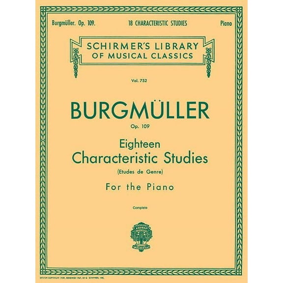 Schirmer's Library of Musical Class 18 Characteristic Studies, Op. 109: Schirmer Library of Classics Volume 752 Piano Solo, Book 752, (Paperback)