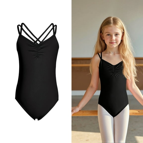 Leotards for Girls Ballet Spaghetti Strap Black Girls Leotard Ballet Outfit Kids 9-10 Years Outfits Girls
