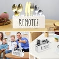 thumbnail image 3 of TV Remote Control Holder with 3 Compartment for Living Room Wooden Controller Organizer Smooth Bedside Table Organizer for Nightstand White, 3 of 8