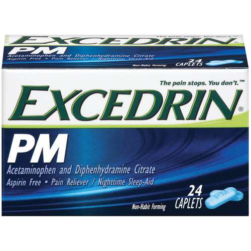 Excedrin PM PM Caplets Pain Reliever/Nighttime SleepAid, 24 Ct