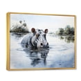 thumbnail image 2 of Designart "Serene African Hippos II" Animals Floater Framed Canvas Print, 2 of 7