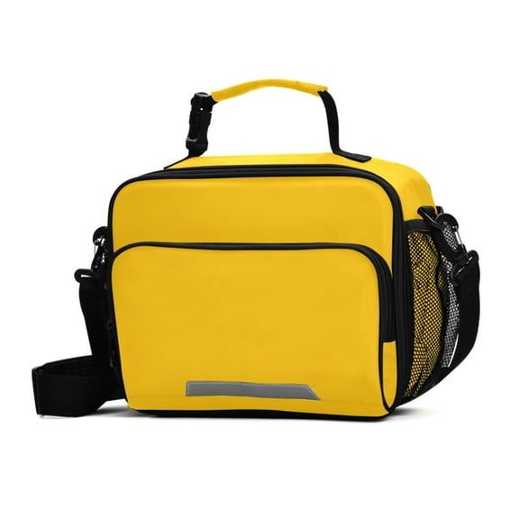 ALAZA Solid Yellow Lunch Box Insulated Cooler Bag Reusable Tote Bags Shoulder Strap