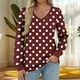 thumbnail image 1 of Heisall Womens Tops Long Sleeve V-Neck Loose Casual Tshirts Polka Dot Print Spring Autumn Fashion, 1 of 5