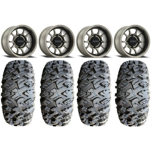 Method 409 15" Grey (5 2) Wheels 31" MotoClaw Tires Can-Am Commander Maverick Renegade Outlander Defender