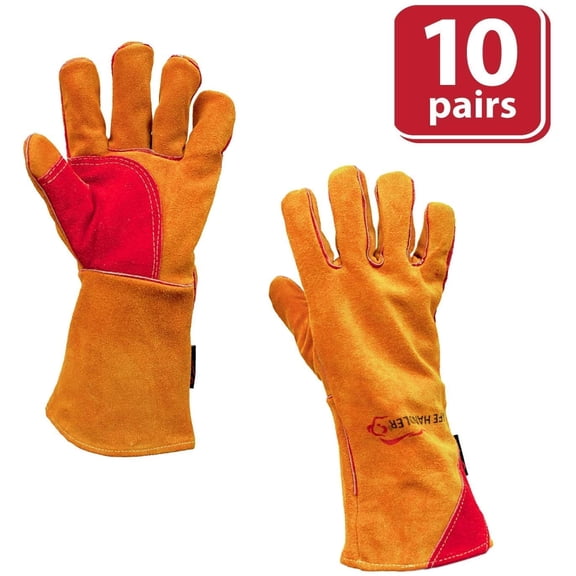14-Inch Welding Gloves with Kevlar Thread & Reinforced Thumb/Palm Protection, Pack of 10