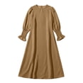 thumbnail image 4 of RUTAYY Children Girls Dress Floral Lace Hem Round Neck Long Sleeve Solid Color Party Gown Celebration Vibrant Holiday Dresses, 4 of 4