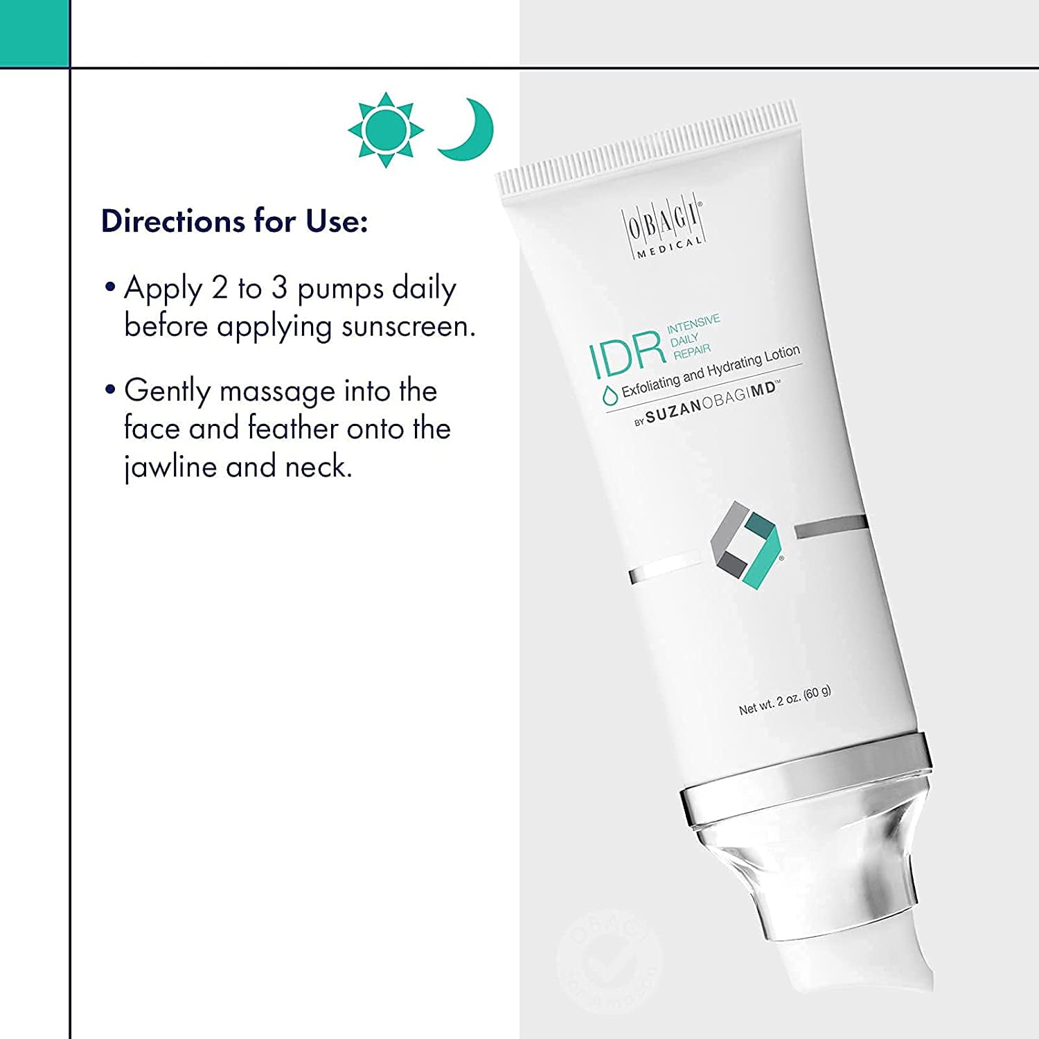 Obagi SUZANOBAGIMD Intensive Daily Repair Exfoliating Hydrating Facial Lotion, 2 oz.