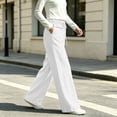 thumbnail image 6 of XuJwPNcy Pants for Women Casual Wide Leg Cotton Linen Pants with Pockets Solid Color Beach Travel Drawstring Trousers(White,X-Large), 6 of 7