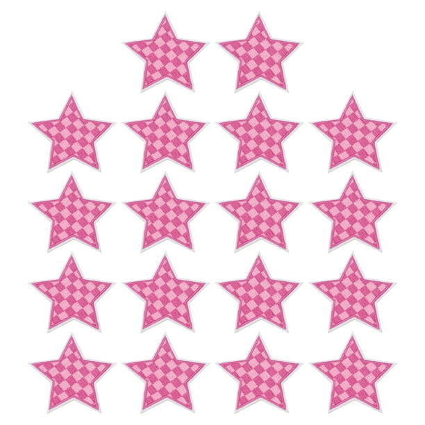 Uxcell 18 Pcs Parches Bordados en Forma de Estrella para Planchar, Apliques para Coser en Chaquetas, Colección de Ropa, Vestidos, Sombreros, Jeans, Accesorio de DIY, Rosa Oscuro/Rosa Claro