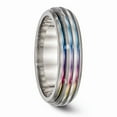 thumbnail image 6 of Edward Mirell Titanium Triple Groove Multi-color Anodized Ring Size: 6; for Adults and Teens; for Women and Men, 6 of 8