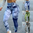 thumbnail image 7 of Lovskoo 2024 Womens Faux Denim Scrunch Yoga Pants Printed Workout Leggings Butt Lifting Pants Blue, 7 of 7
