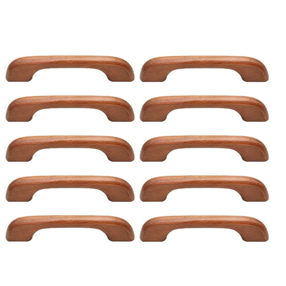 MRLESS 10pcs Wood Solid Furniture Pulls Handles Painted Smoothly Wooden Handles Closet Drawer Handle Pull Decorative Pull Handles Chocolate