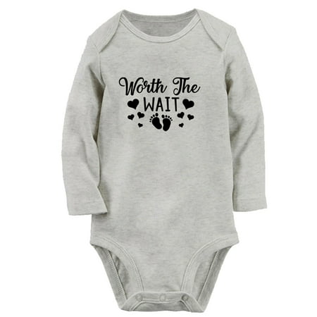 

Worth The Wait Funny Rompers Newborn Baby Unisex Bodysuits Infant Jumpsuits Toddler 0-12 Months Kids Long Sleeves Oufits (Gray 0-6 Months)
