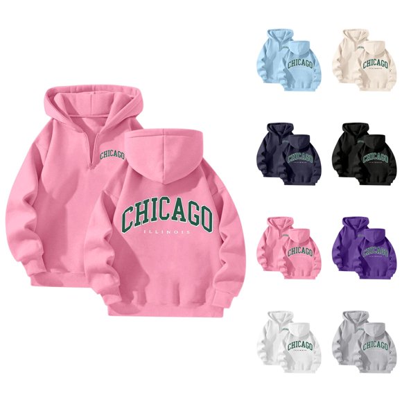 Hoodies for Women 2025 Chicago Hoodie Long Sleeve Loose Graphic Y2K Hoody Hooded Sweatshirt Women Pullover