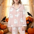 thumbnail image 2 of Afdoent Girls Pajamas Set Halloween Ghost Print Sleepwear Soft Long Sleeve Button-Down Sleepwear Nightwear 2Pcs Pajama Sets Loungewear Comfortable For Kids Holiday 13-14 Years, 2 of 5