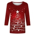 thumbnail image 5 of GA WEIHUA Clearance Sale,Women's Slim-Fit 3/4 Sleeve Crew Neck T-Shirt Christmas Tops Cute Xmas Tree Vintage Tees Merry Christmas Shirts(Red,XX-Large), 5 of 5