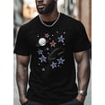thumbnail image 4 of Starry Sky Men's T Shirts Universe T-Shirt for Men Stars Crew Neck Tees Cotton Tops, Black, L, 4 of 7