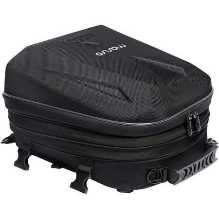 Mosiso Motorcycle Tail Bag, Waterproof Motorbike Rear Seat Bag with Rain Cover, 20L-28L Expandable Motorcycle Backpack Helmet Bag Luggage Storage Tool Gear Carry Bag with Handle,Black