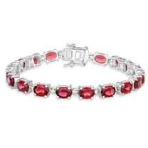 Natural Garnet Tennis Bracelet in Sterling Silver 15.30 Carat January Birthstone Gift For Women