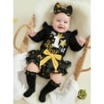 thumbnail image 6 of BemeyourBBs Newborn Baby Girl My First New Years Outfit Letters Print Romper Skorts Skirts Set Stockings Headband 4Pcs Fall Winter Spring Clothes, 6 of 9