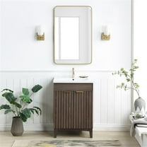 Palos 24" Single Bath Vanity in Spruce Antique Brown with White Basin & Mirror