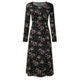 thumbnail image 3 of IDALL Floral Dress,Long Sleeve Dress Women Floral Beach Dress Long Sleeve Casual Party Vintage Boho Dress Petite Dresses,Womens Dresses,Casual Dresses for Women Black Dress L, 3 of 8