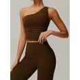thumbnail image 4 of Women'S One Shoulder Tank Tops Sleeveless Slim Fit Cropped Tee Shirt Y2k Tops Brown S, 4 of 8