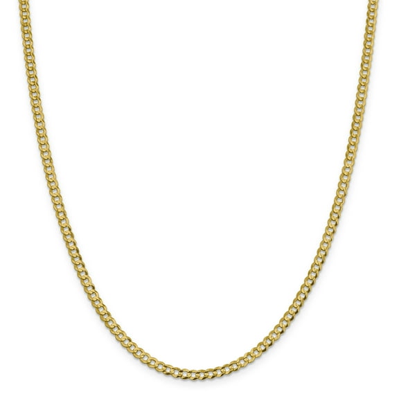 Primal Gold 14 Karat Yellow Gold 3.7mm Solid Polished Light Flat Cuban Chain